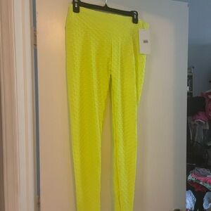 Neon Yellow Textured Women's Pants